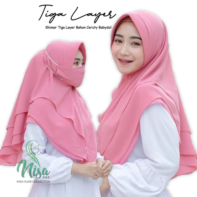 Hijab Instan Tiga Layer Jilbab Ceruty Daily Instant Free Masker