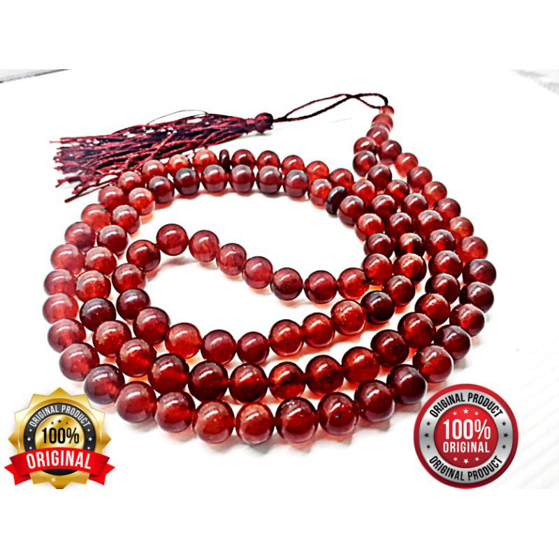TASBIH BATU GIOK MERAH MARUN 99 BUTIR 10 MM