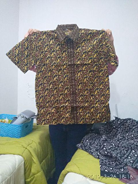 Kemeja Batik Lengan Panjang 021 Risna Batik Hrb026 Hem Batik Murah Seno Sogan Bakung Padi Manggar