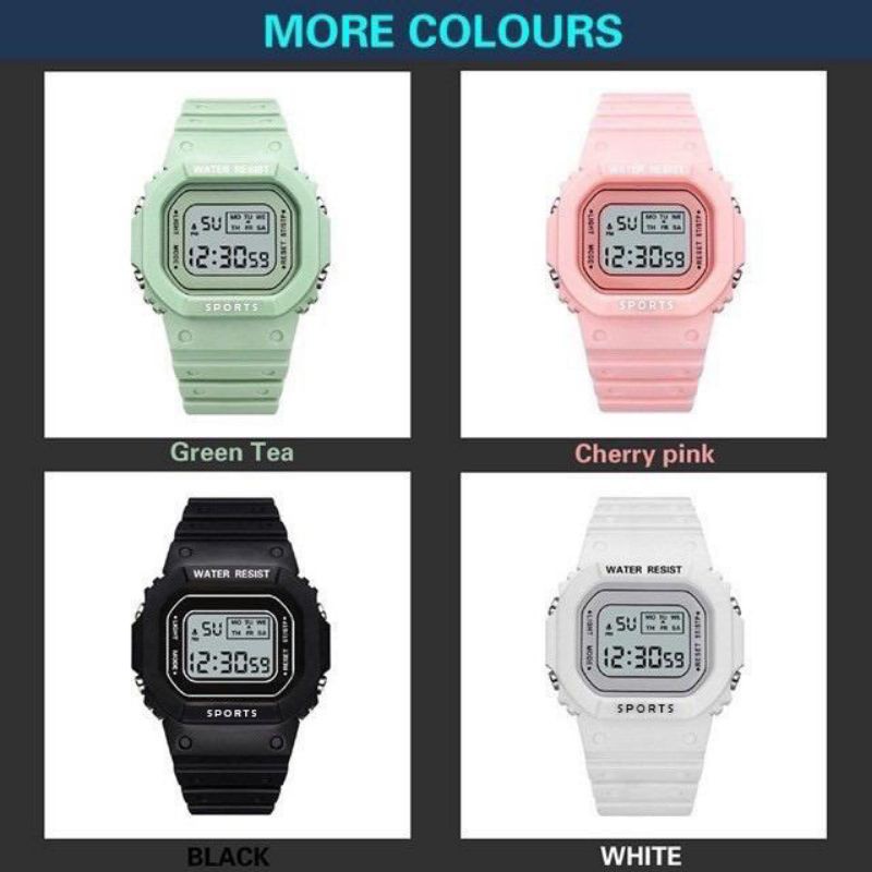 JAM TANGAN RUBBER DIGITAL SEGI DW-5600 GROSIR MURAH KARET SPORT LED PRIA WANITA COUPLE JF052