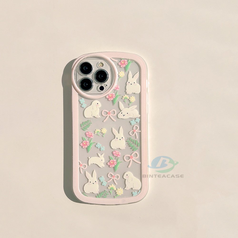 Casing TPU Realme 5 5i 6i C3 C35 C21Y C25Y C21 Realme C11 2021 C25 C15 C12 C2 Motif Kelinci Pink