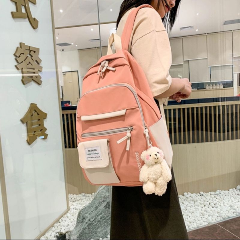 TAS_KITO - BACKPACK KOREA MULTIFUNGSI LEISURE TAS SEKOLAH WANITA KANVAS BACK TO SCHOOL WANITA CEWEK ANAK GADIS REMAJA AESTHETIC WATERPROOF TERBARU 2022 MURAH IMPORT BATAM KEKINIAN-6