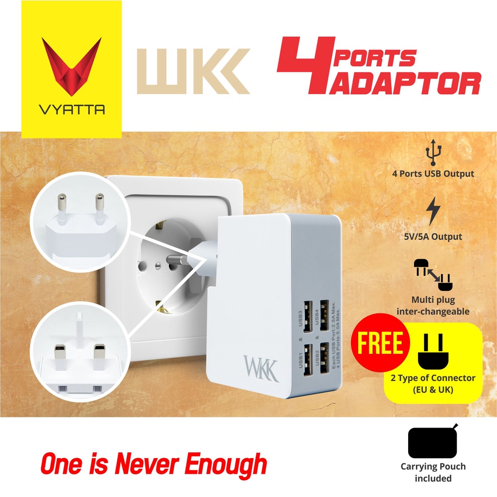 VYATTA WKK 4 Ports 5A Fast Charger - Pouch Included GARANSI 12 BULAN TANPA BATAS