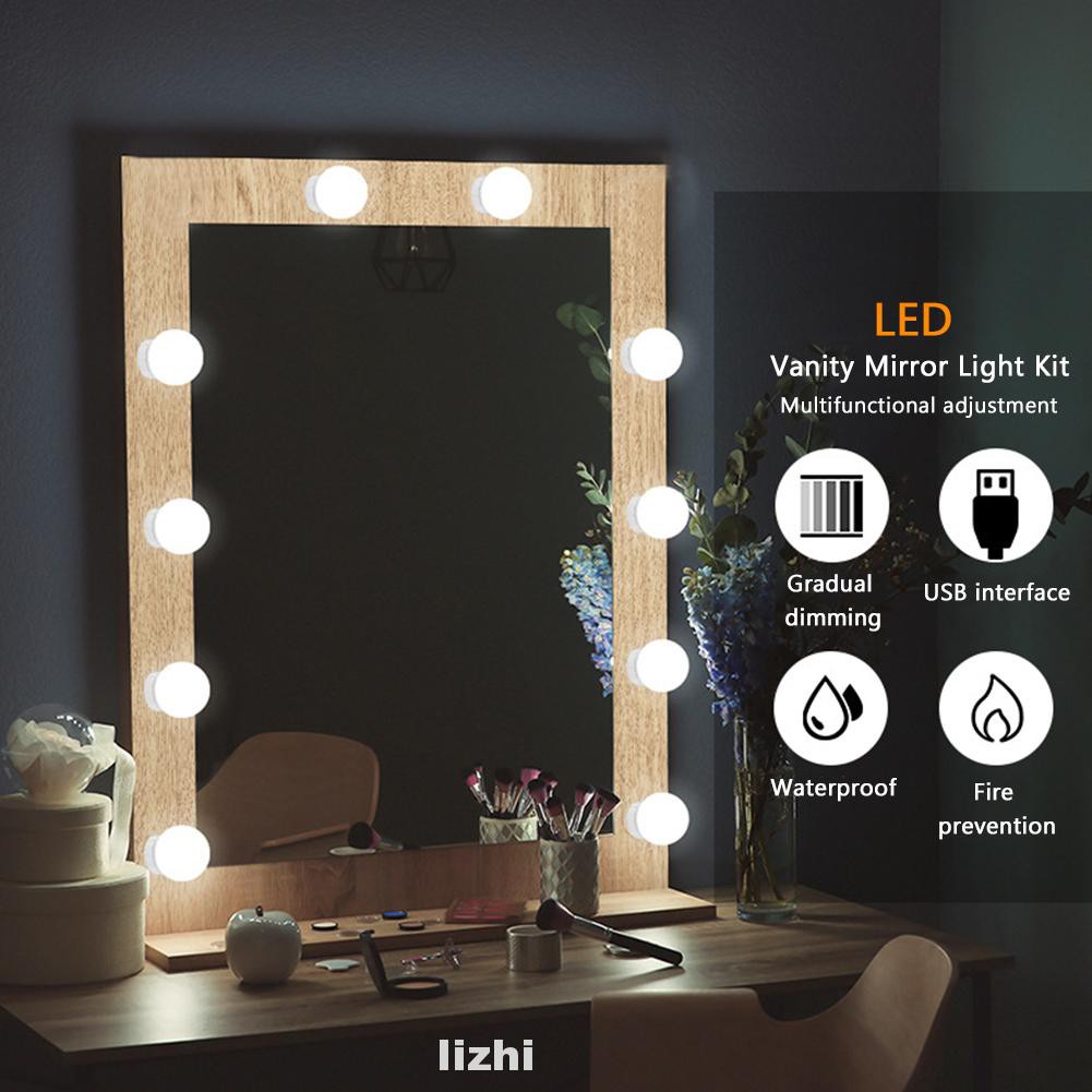 10 Dimmable Bulbs Dressing Table For Makeup Led Vanity Mirror Light Kit Shopee Indonesia