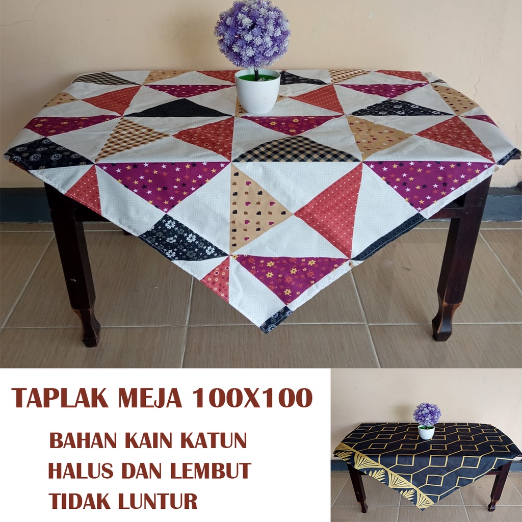 Cover Taplak Meja Kecil Ukuran 100x100 cm Kain Katun Halus Aneka Corak Dan Warna Harga Murah