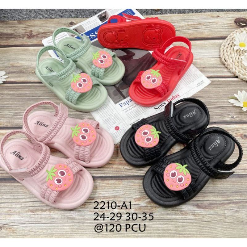 SANDAL ANAK PEREMPUAN  IMPORT PARIASI STROWBERY SANDAL TALI BELAKANG KARET,JELLY