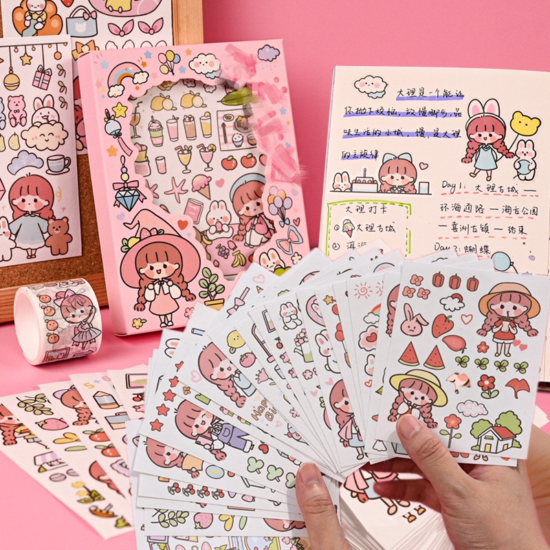 20 / 50 PCS / Set Stiker Tape Motif Print Kartun Untuk Dekorasi Diary