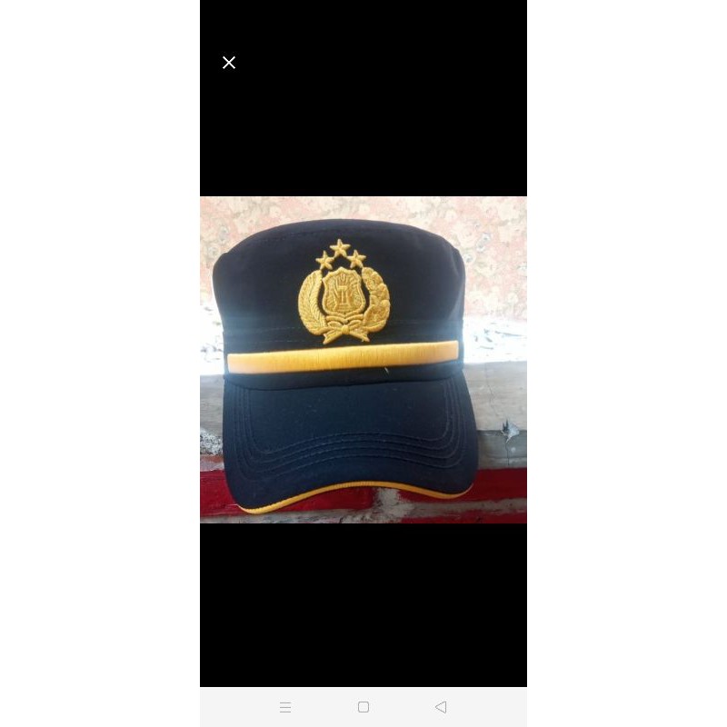 Topi komando pama POLRI bordir timbul kwalitas premium