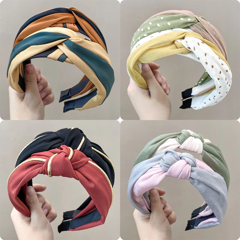 OVERFLOWS.ID Bando Elegant Bandana Wanita Twist 2 Warna Bandana Simpul 2 Warna Import Fashion Korea