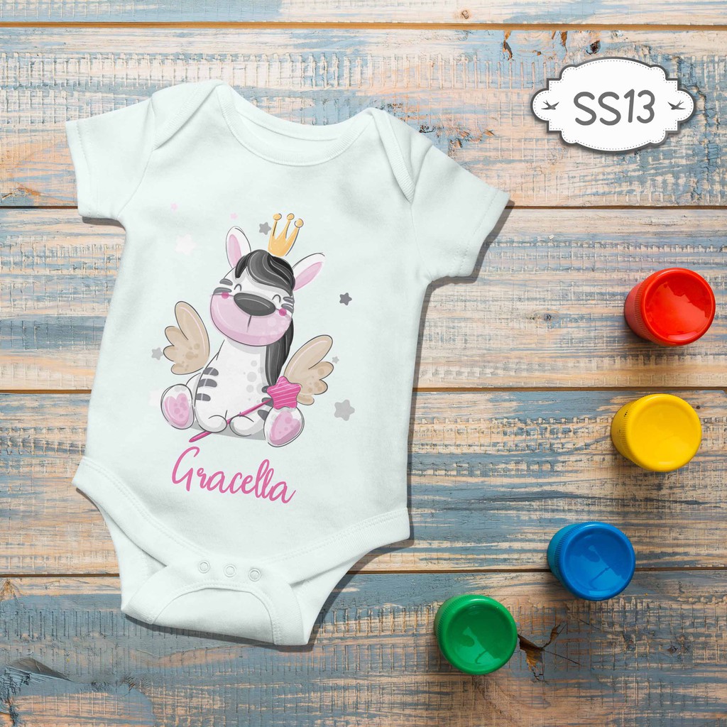 Jumper Baby Girl boy newborn Unicorn white Cute Animal Series Custom name nama bebas