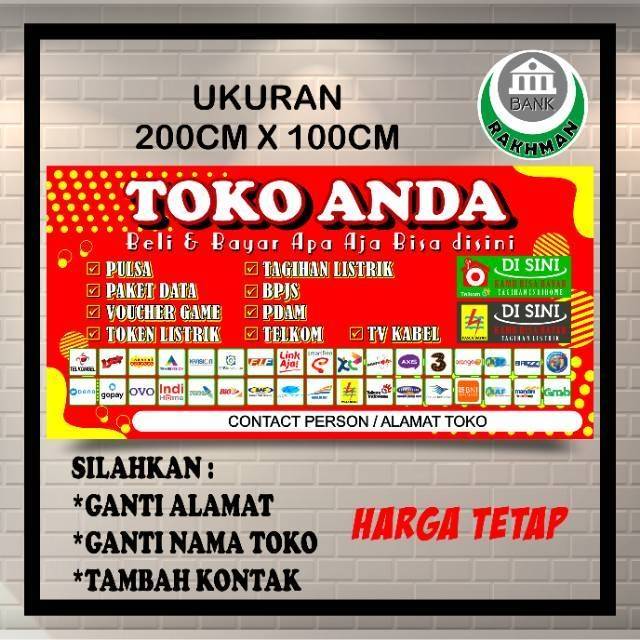 SPANDUK BANNER | PPOB/ PULSA/ LOKET RESMI | UKURAN 2M X 1M