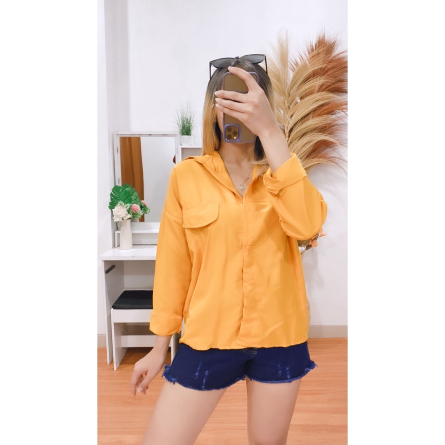 RX FASHION - KEM EMMA / KEM KESIA - FASHION KEMEJA WANITA - 1R-kuning/mustard