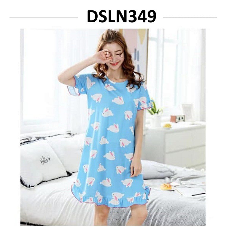 Daster Lengan Pendek Rabbit Blue