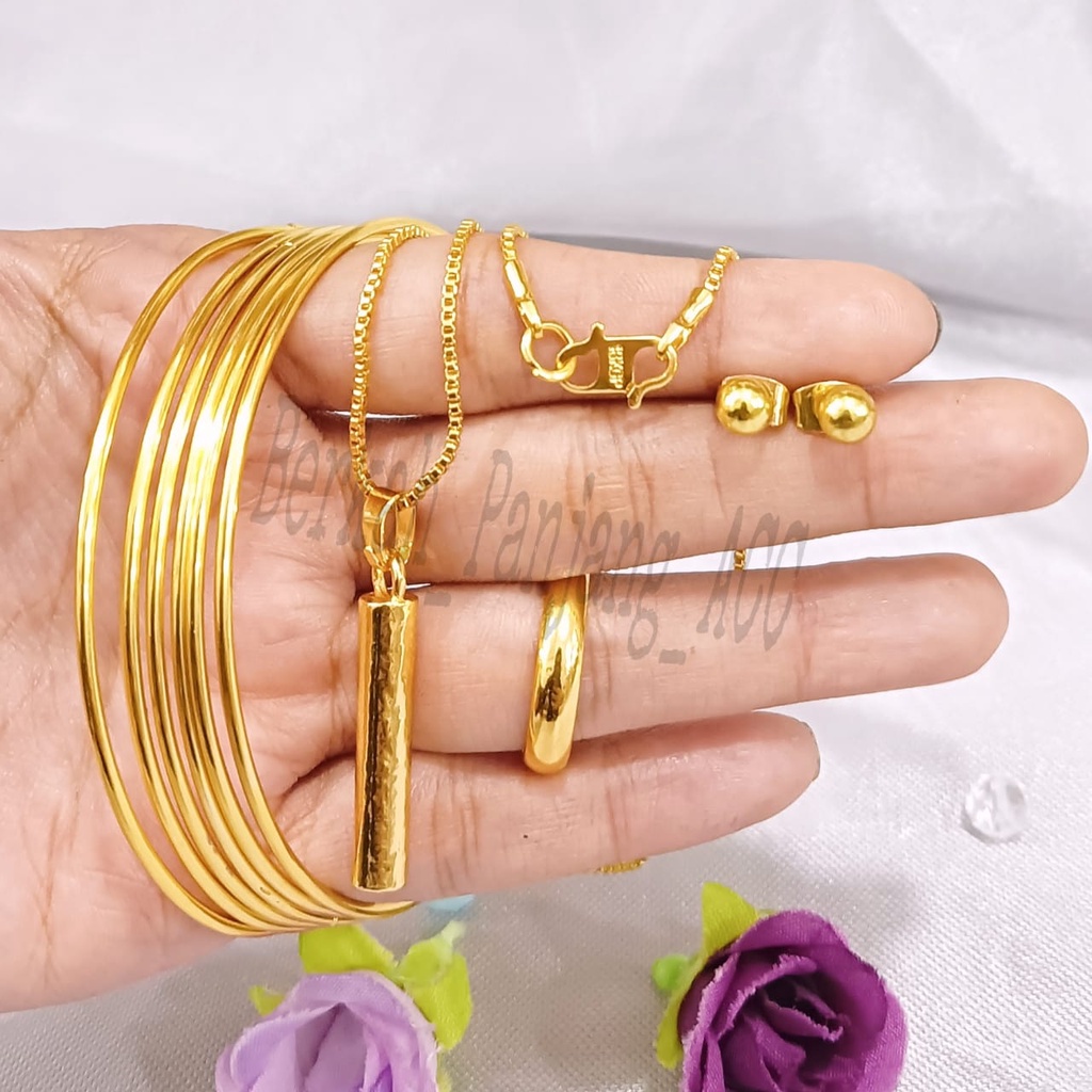 SET DEWASA KRONCONG KOTAK BAMBU perhiasan super berkelas fashion korea anti karat dan anti luntur