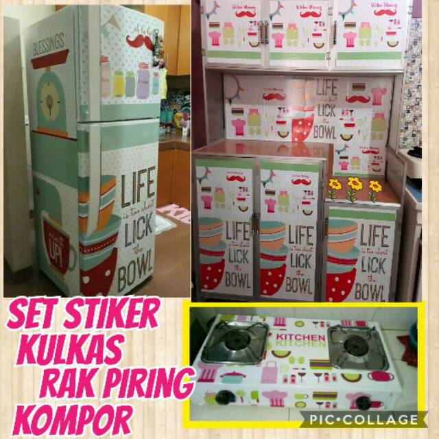 Set Stiker Kulkas, Rak Piring dan Kompor