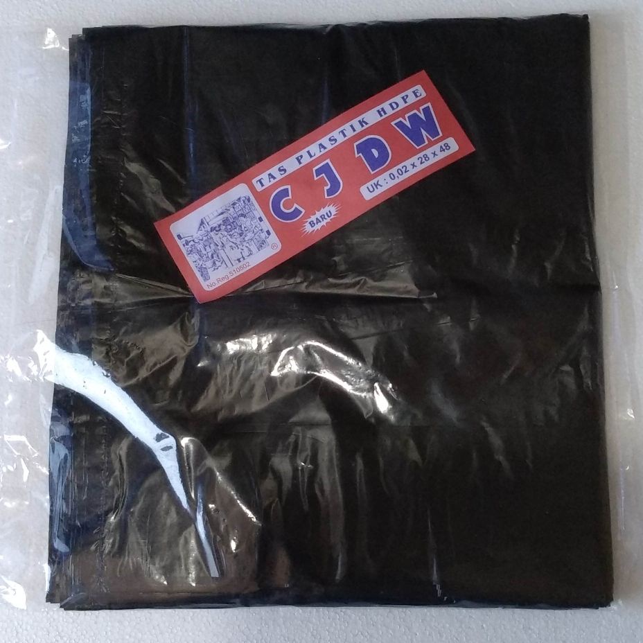Tas kantong kresek plastik HD 28x48 merk CJDW isi 50 lbr hitam