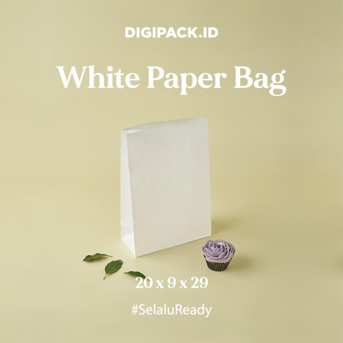 

✨ BISA COD ✨ [Digipack] White Paper Bag 20 x 9 x 29 | Kantong Kertas Roti Snack