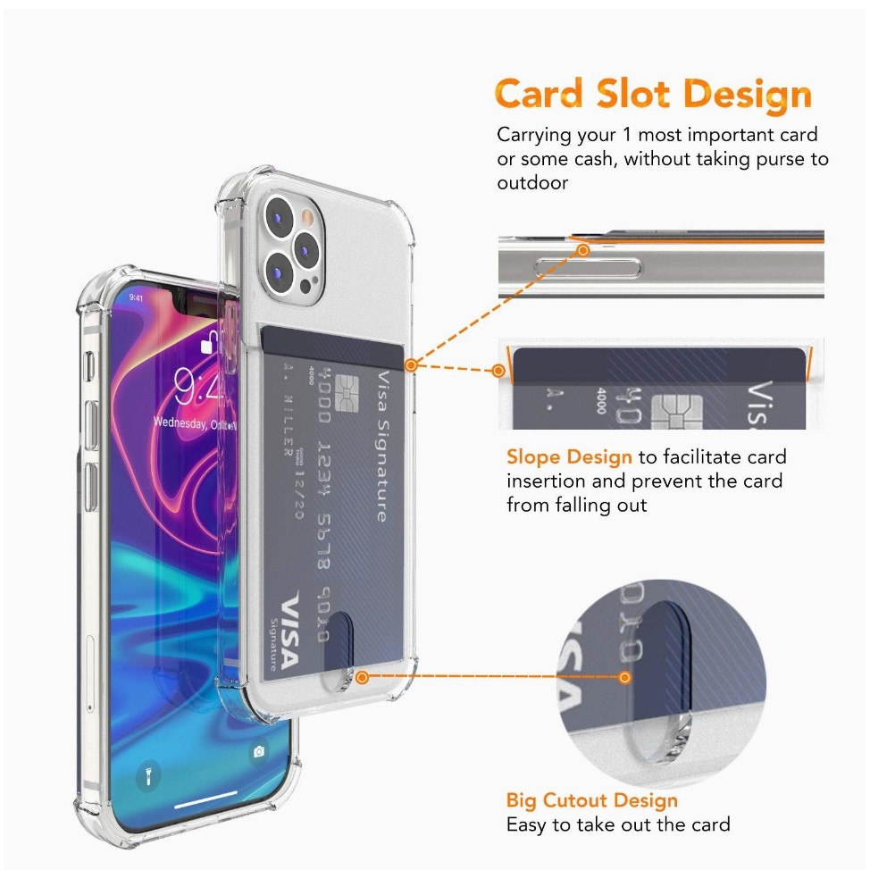 Anti Crack Card Holder Kartu IPHONE 11 12 11 12 13 PRO 11 12 13 PRO MAX 12 13 mini case casing cover