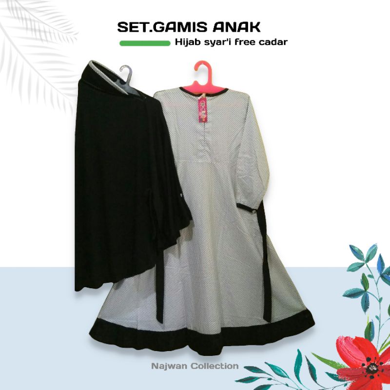 SET GAMIS SYAR'I ANAK + CADAR 6 - 7 TAHUN