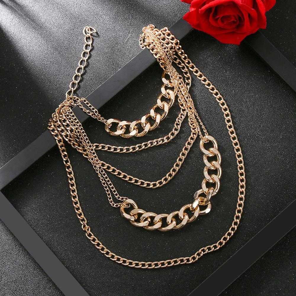 Preva Rantai Curb Tebal Fashion Kerah Berlebihan Statement Punk Choker