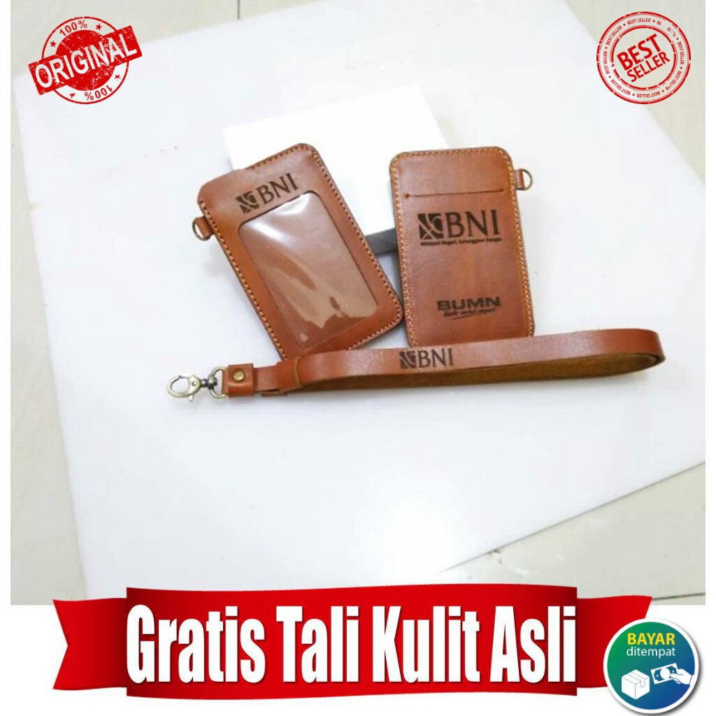

Name Tag Kulit Model Terbaru Logo Bank BNI 100% Kulit Sapi Asli Free Tali