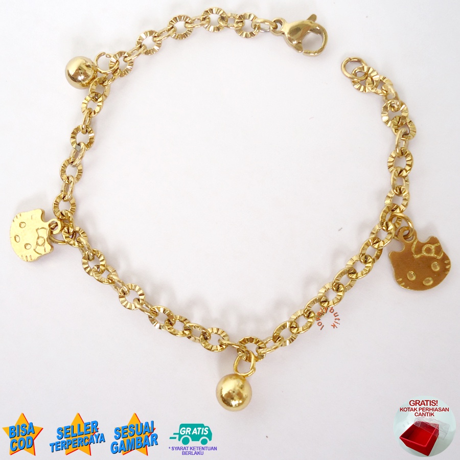 Lovelybutik Gelang Anak Titanium Gelang Tangan Anak Perempuan Cutie Anak Bonus Kotak Perhiasan