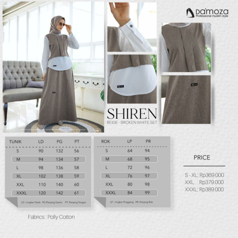 GAMIS DAMOZA SHIREEN BEIGE - BROKEN WHITE SET DAMOZA SHIREN BEIGE