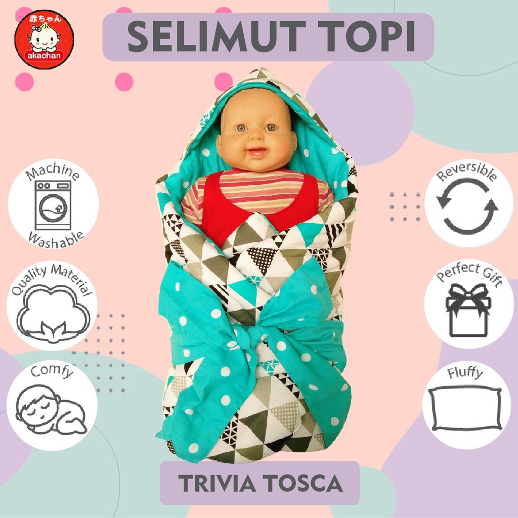 Trivia Tosca Selimut topi pita Akachan baby blanket selimut bayi kado lahiran