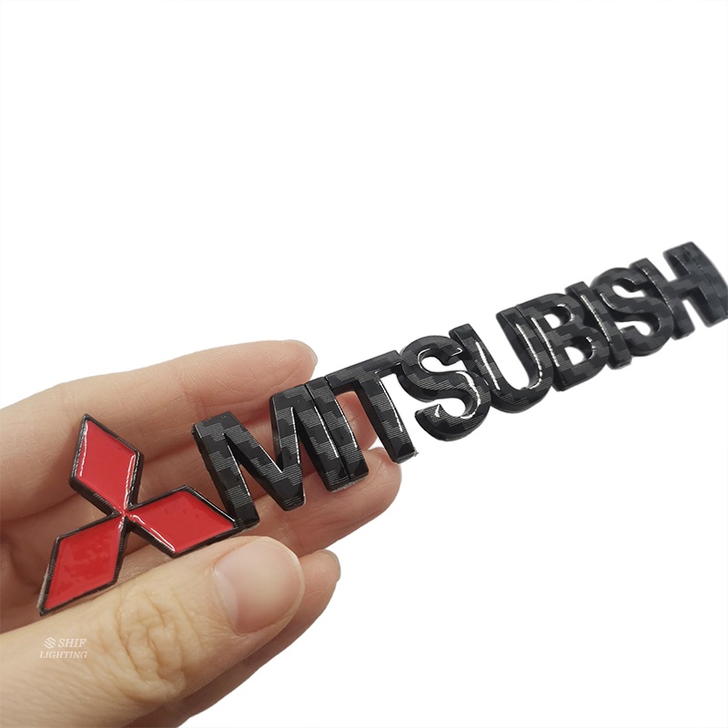 1pc Stiker Emblem Tulisan Mitsubishi Bahan ABS Untuk Fender Samping Mobil Mitsubishi