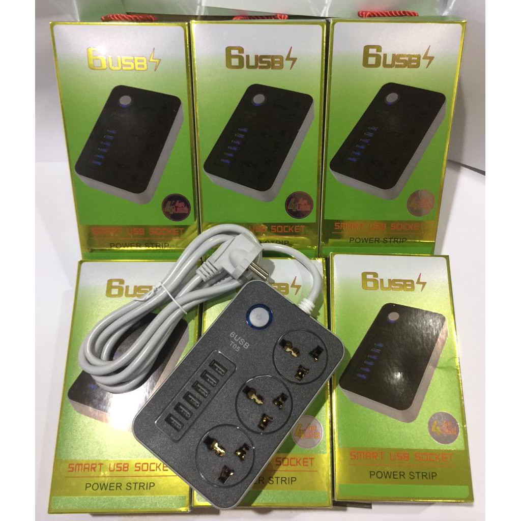 STOP KONTAK SMART USB SOCKET POWER STRIP 6USB 3 POWER SOCKET