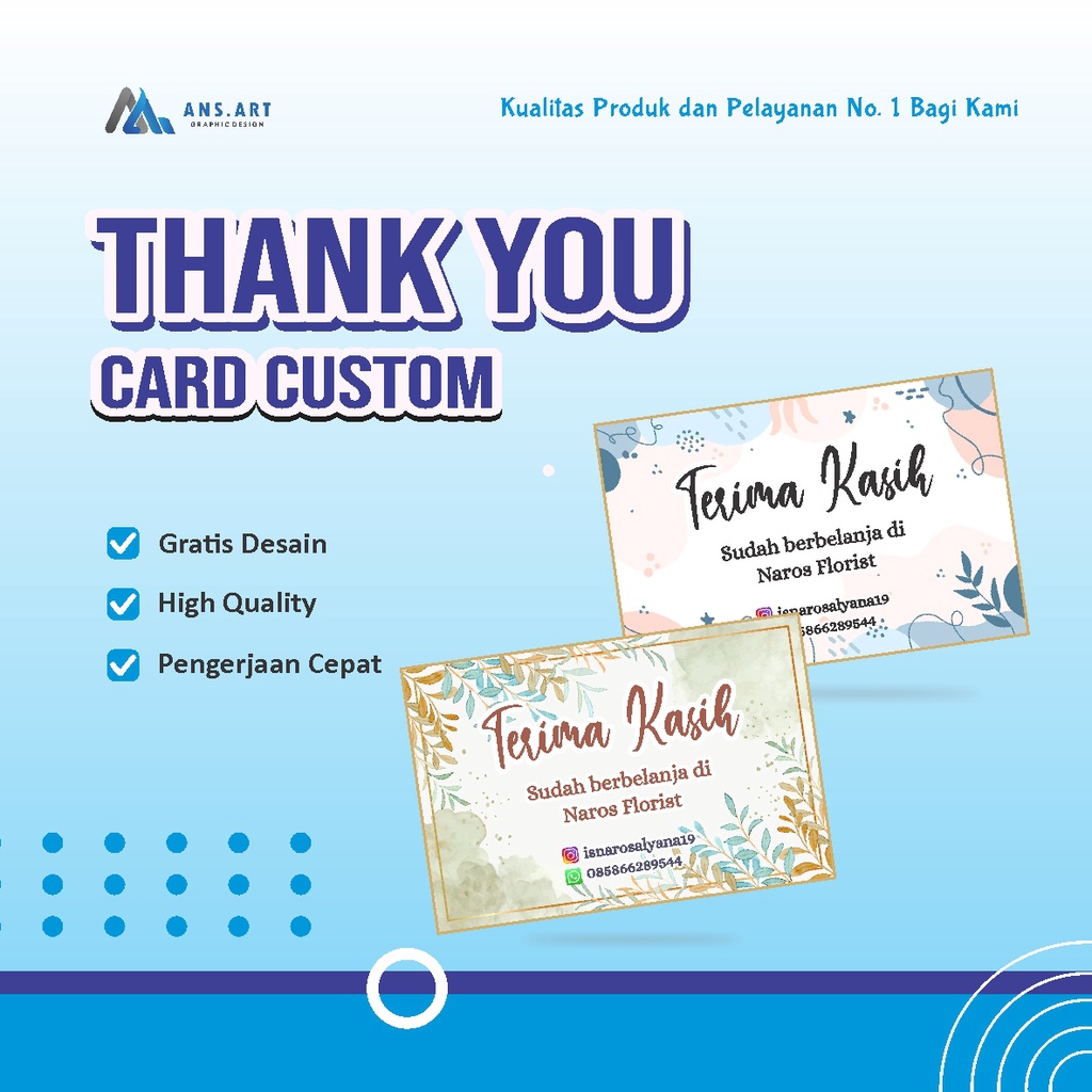 

Ucapan Terimakasih Thanks Card Custom Untuk Souvenir dan Ollshop