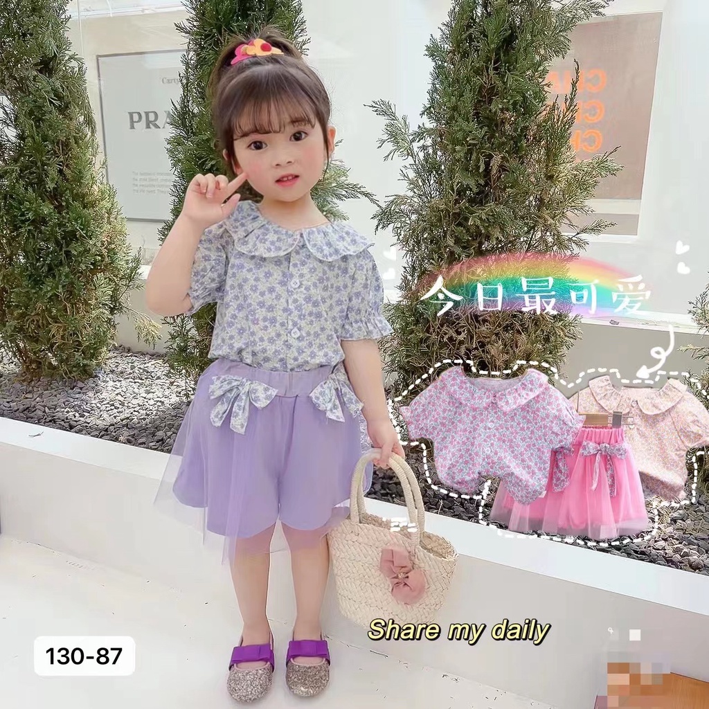 Setelan Anak Perempuan Import Uisa 1-4th/ Setelan Crop Top / Setelan Celana Pendek / baju anak perempuan