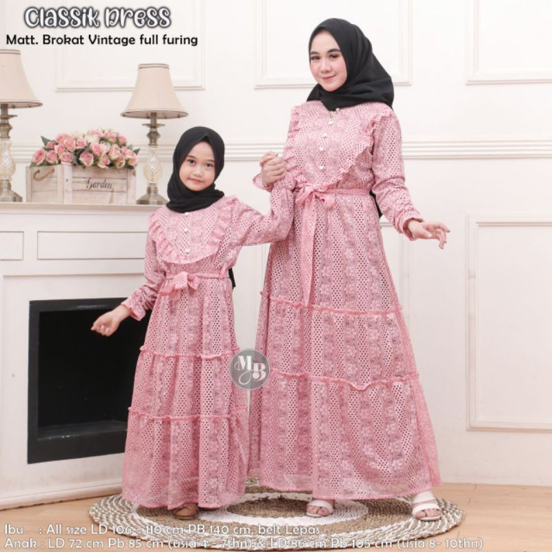 (NEW PRODUK)  GAMIS SHERYL / GAMIS SHABBY / GAMIS BROKAT VINTAGE LACE COUPLE IBU DAN ANAK