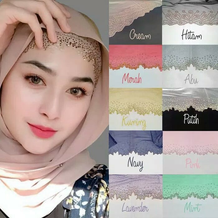 Bandana inner jilbab ciput pesta ciput payet tile diamond