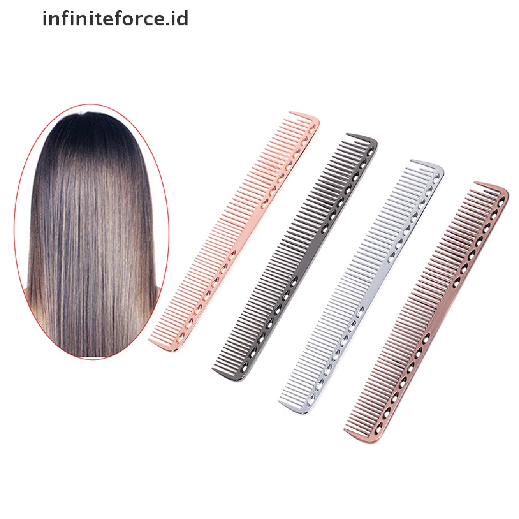 1pc Sisir Rambut Profesional Bahan Stainless Steel Anti Statis