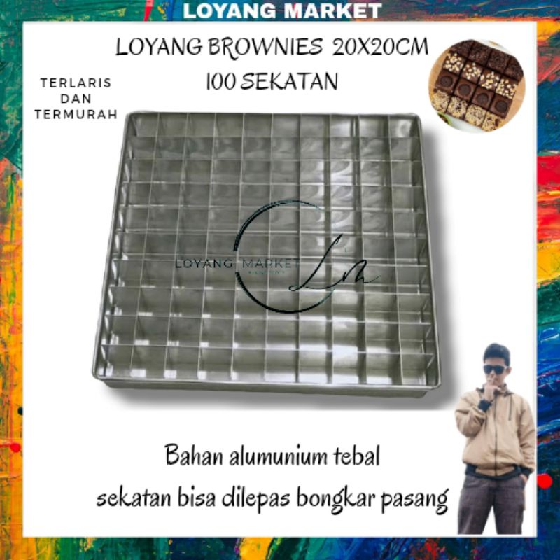 Loyang dan sekatan 20x20cm sekat 100 lubang alumunium