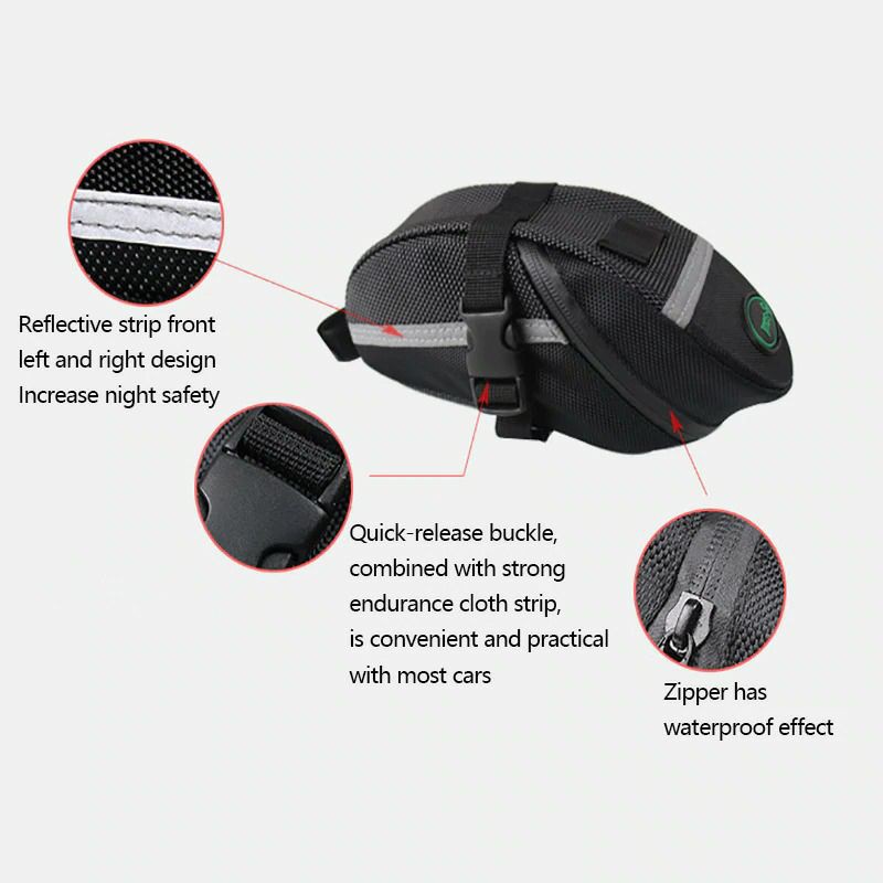 B-SOUL Tas Sepeda Waterproof Storage Saddle Seat Cycling Tail Rear Pouch Bag - Black