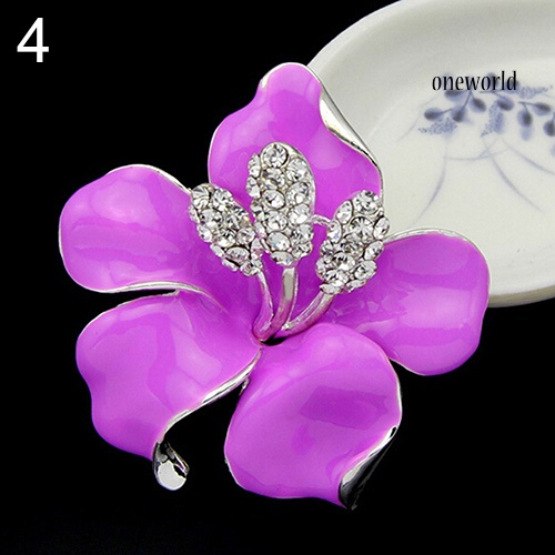 OW@ Bridal Wedding Jewelry Rhinestone Lily Flower Scarf Brooch Pin Lady Party Gift