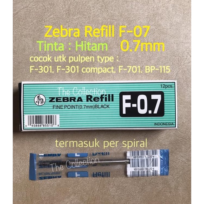 

✭ ATK0658ZB 0.7 isi ulang F Refill 327317 utk pen F-301 F-701 Zebra F301 - Hitam ◘