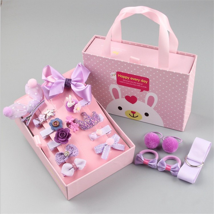 Ikat Jepit Rambut 18 Pcs Set HANDLE BOX Karet Jepitan Gaya Korea Fashion Hair Pin Anak