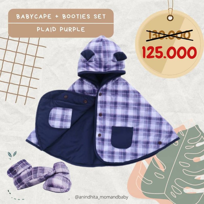 1 SET CUDDLEME Babycape &amp; Fitted Booties Motif Sama Jaket dan Sepatu Bayi Baby Gift Set Kado Kelahiran Bayi