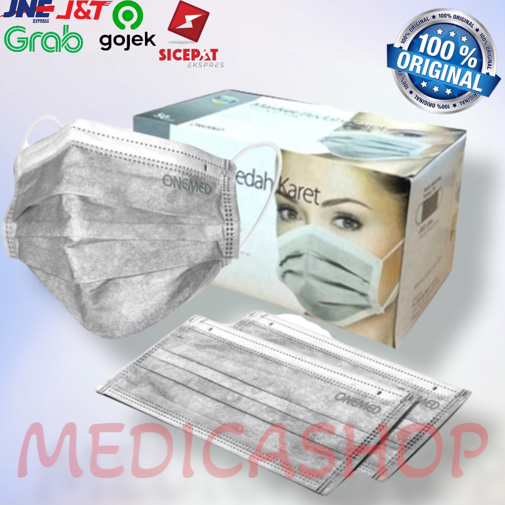 Masker Karet Abu-abu OneMed box isi 50 pcs