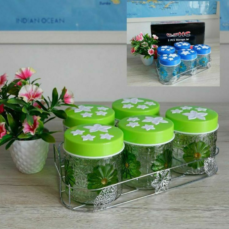 TOPLES KACA KUE LEBARAN HC | TOPLES KACAN HC SET 5 PCS | STORAGE JAR HC