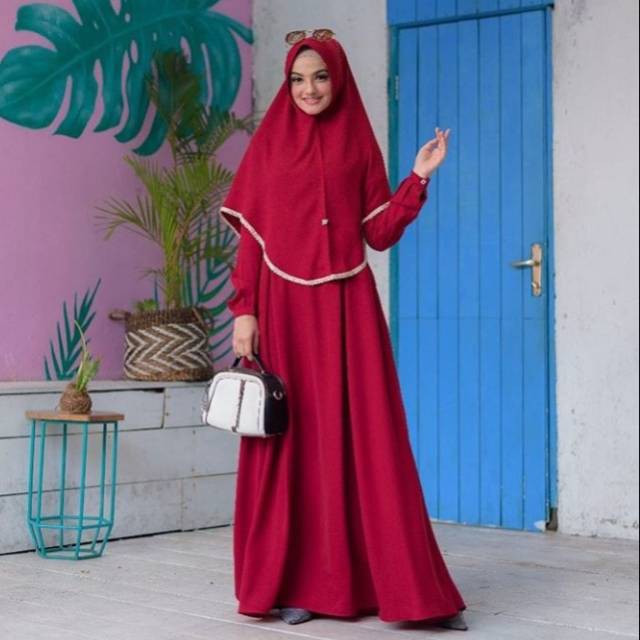 CALA SYARI DRESS Moscrepe (Free Hijab / Khimar) Gamis Trendy Gaun Modern Casual 2022