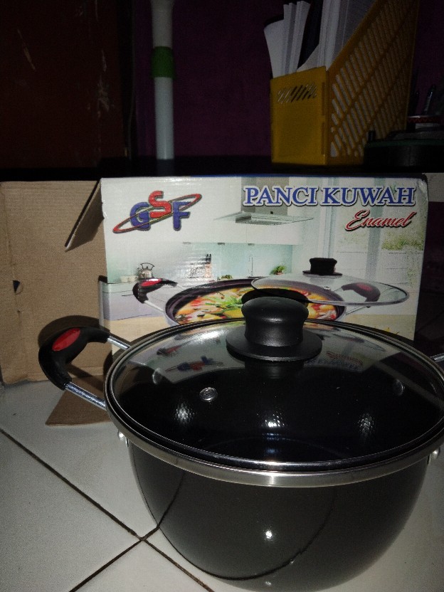 Gsf Panci Kuah G-4022/panci Enamel Gsf/panci Tutup Kaca