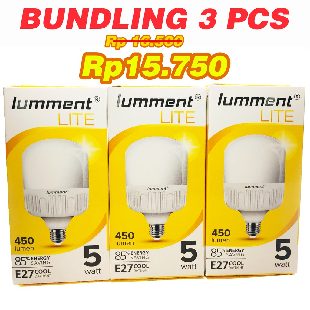 Lampu Led Bulb 5 W LAMPU LED 5W LUMMENT LITE 5 WATT BUNDLING 3 PCS