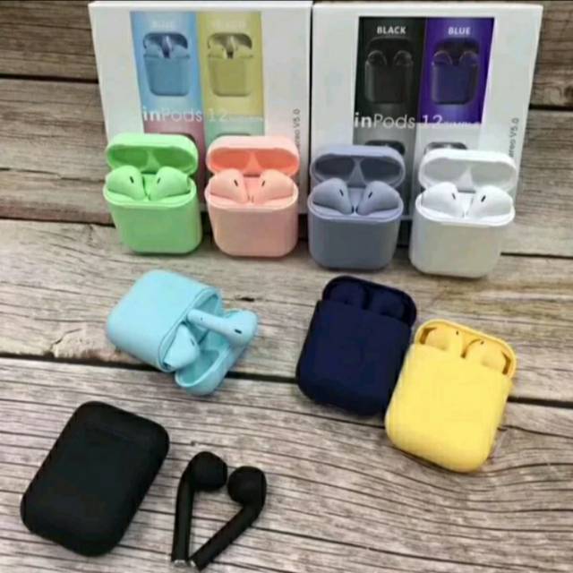 Headset bluetooth i12 TWS Inpods macaron earphone wireless