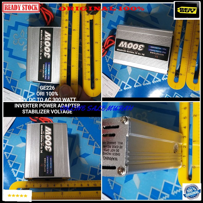 G226 12v DC to AC 300 Watt wat usb 5v aki accu mobil car listrik cas casan volt setrum asli ori charge socket universal hemat indikator stabilizer voltage lighter original G226   16cm x 8 cm x 3 cm dimensi packing  BISA SEGALA KENDARAAN  Bisa buat cas han
