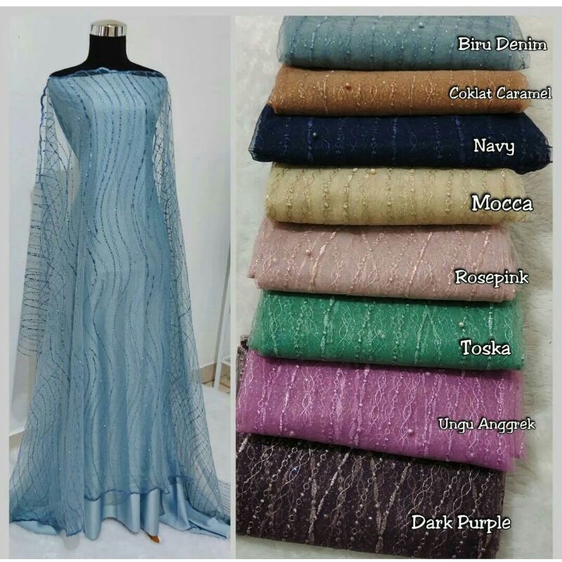 (TERBARU) Bakal kain brokat tile mutiara,Bakal kain brukat tulle mutiara,kain brokat tile murah,toko