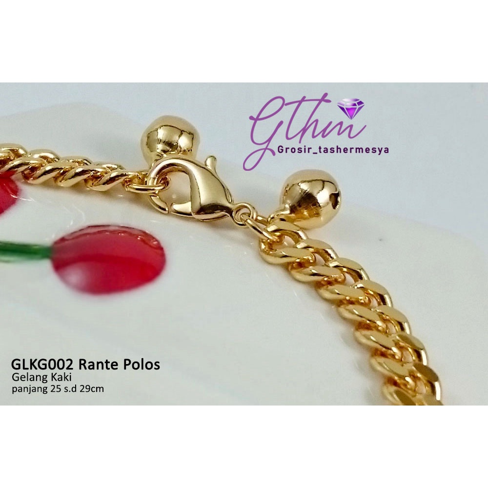 Gelang Kaki wanita ada ukuran jual Titanium rodhium Rante Polos Gold-Silver GLKG002 lapis emas  gold silver perak xuping awet